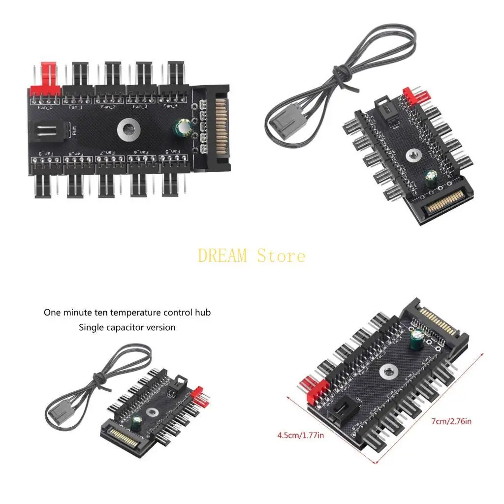 

Computer Case Fan Modulators 4Pin PWM Fan HUBs Splitters Speed Adjuster Improve Cool Efficiency Multiple Fan best sale
