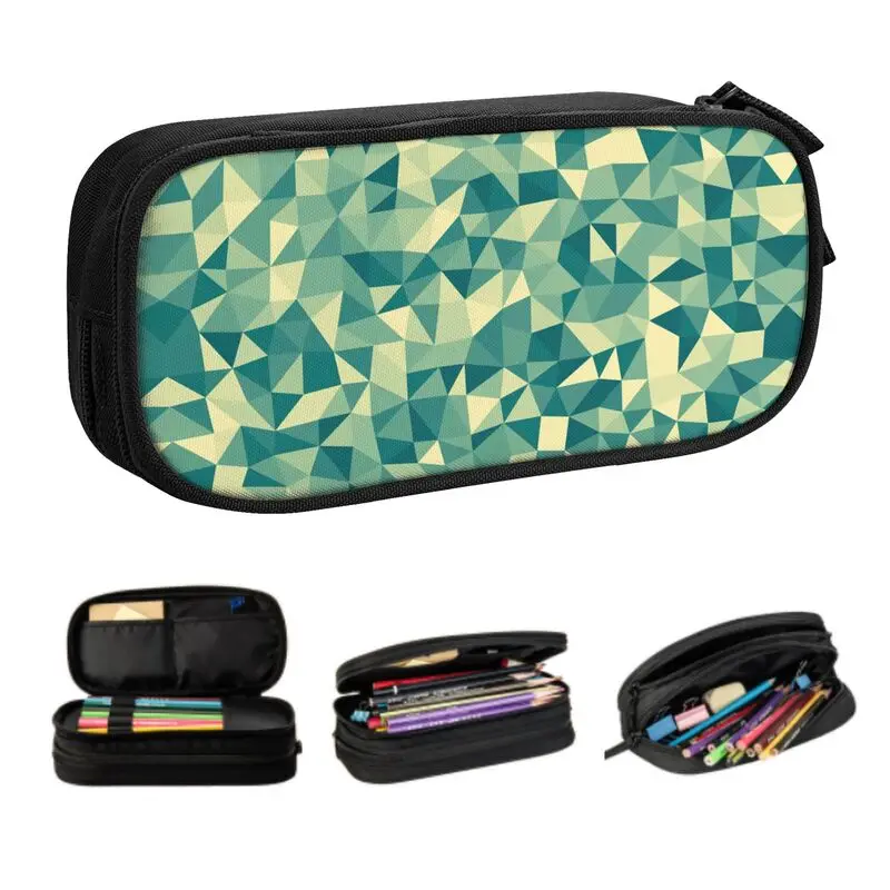 Abstract Triangles Pattern Pencil Cases for Girl Boy Large Capacity Pen Bag Box School Accessories