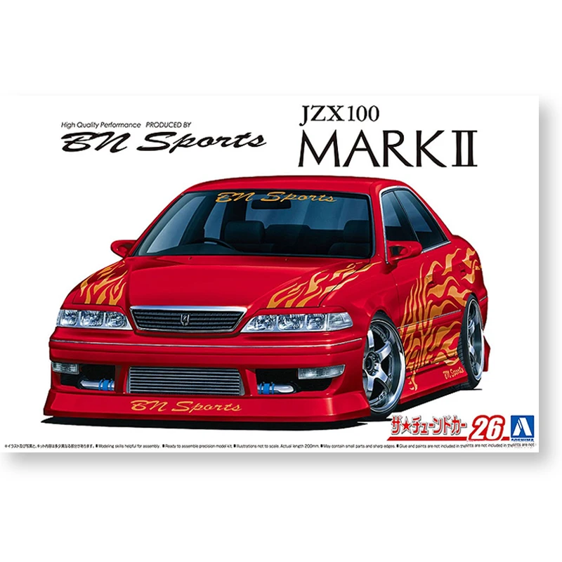 Aoshima-06132 Static Assembled Car Model 1/24 Scale For JZX100 MARKⅡ Bnsports Car Model Kit