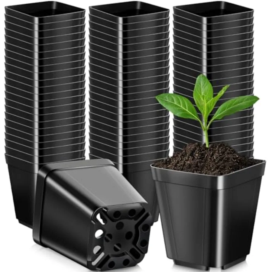 

Набор из 500 квадратных горшков для рассады 2 дюйма, маленькие пластиковые горшки для саженцев с дренажными отверстиями, мини-кашпо для сада и улицы