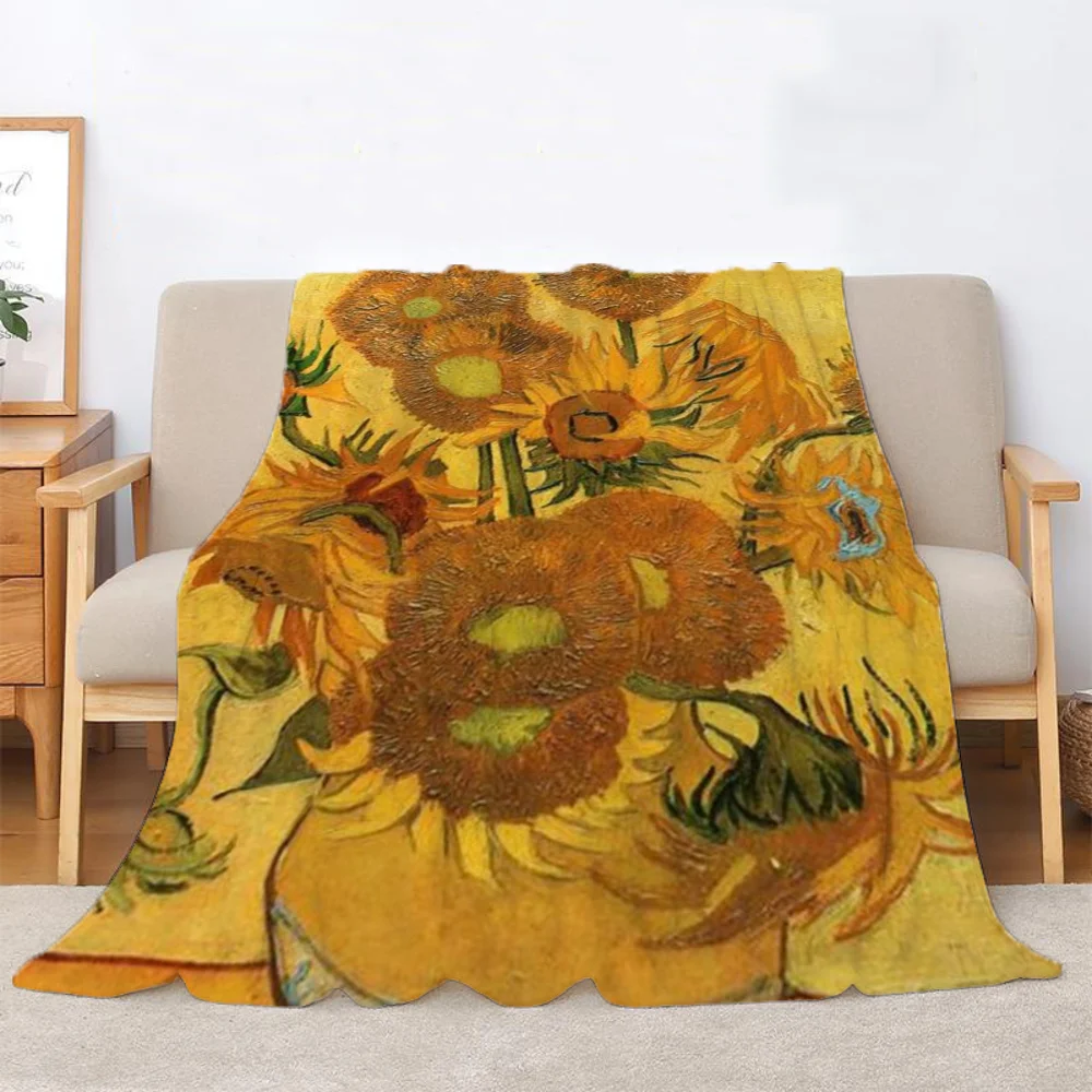 Van Gogh Custom Blankets & Throws Bed Throw Blanket King Size Beach Towel Home Interior Microfiber Bedding Knitted Plaid Knee &