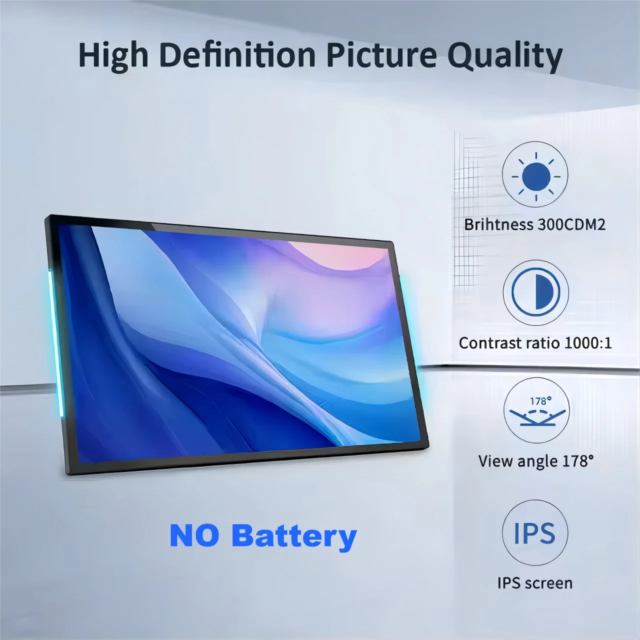 15.6 Inch Wall Mount Android 14 Commercial Tablet, 4G+32G Touch Screen with LED Light Bars, 7x24 Hours POE Smart Home Control