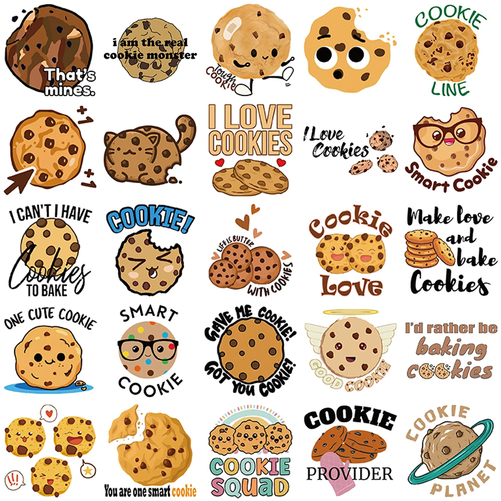 Cartoon Food adesivos para crianças, vintage, bricolage, notebook, bagagem, motocicleta, laptop, geladeira, brinquedos de decalque, cookie, biscoito, 50pcs