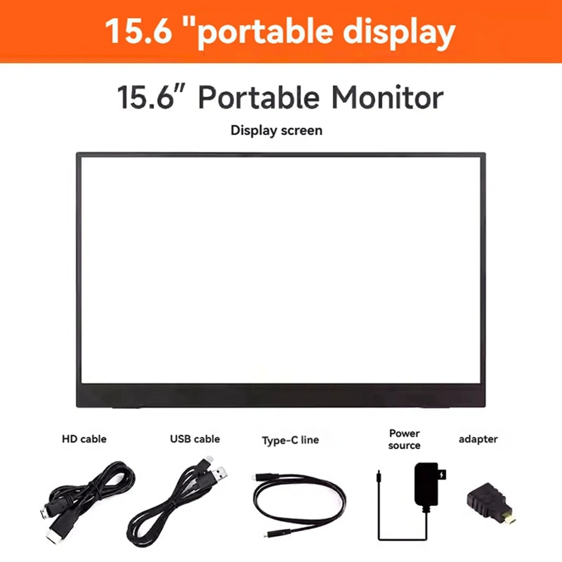 15.6Inch Touch Screen LCD Portable Type-C/MiniHDMI-Compatible Interface IPS Display for 5, Mobile Phone EU-ABLA