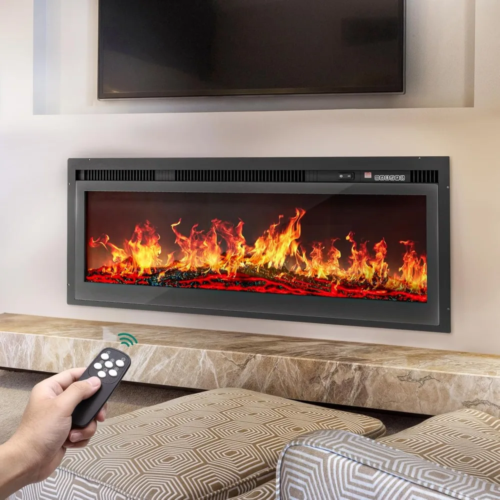 YITAHOME 36 Electric Fireplace Inserts, Fireplace Heaters for Indoor Use, Recessed or Wall Mounted, Remote Control with Timer, A