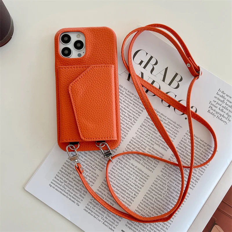 Trendige Crossbody-Leder-Brieftaschenhülle mit Lanyard für iPhone 18 17 18Pro 16 15 17Pro 14 13 Pro Max 12 16Pro, Handytasche mit Schminkspiegel – Detail 16
