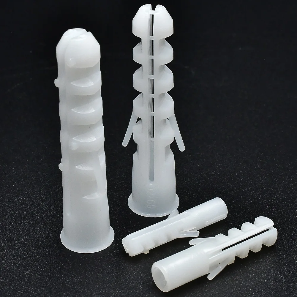 30-100pcs White Plastic Expansion Tube M5 M6 M8 Pipe Anchor Wall Plug Anchors Applicable to Self-tapping Screw Wall Anchors Plug