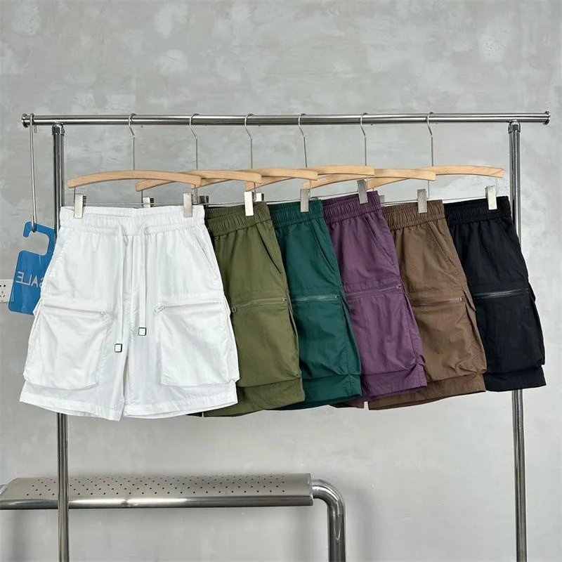 Male Quick-drying Shorts 2023 Summer Multi-pocket Thin Solid Breeches Simple Loose Overalls Men Casual Sports Half Pants