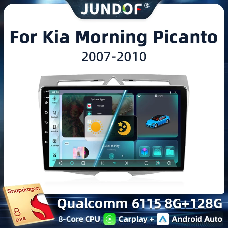 

For Kia Morning Picanto 2007 - 2010 Car Radio BT Head Unit Multimedia Video Player Navigation GPS Android Auto WIFI No 2din DVD