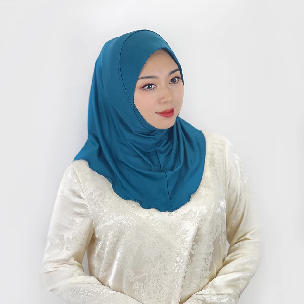 Muslim Hijab Milk Silk Convenient Pullover Hat Malay Pullover Hijab Multicolor Solid Color Close Copy Lace Ladies Ethnic Hat