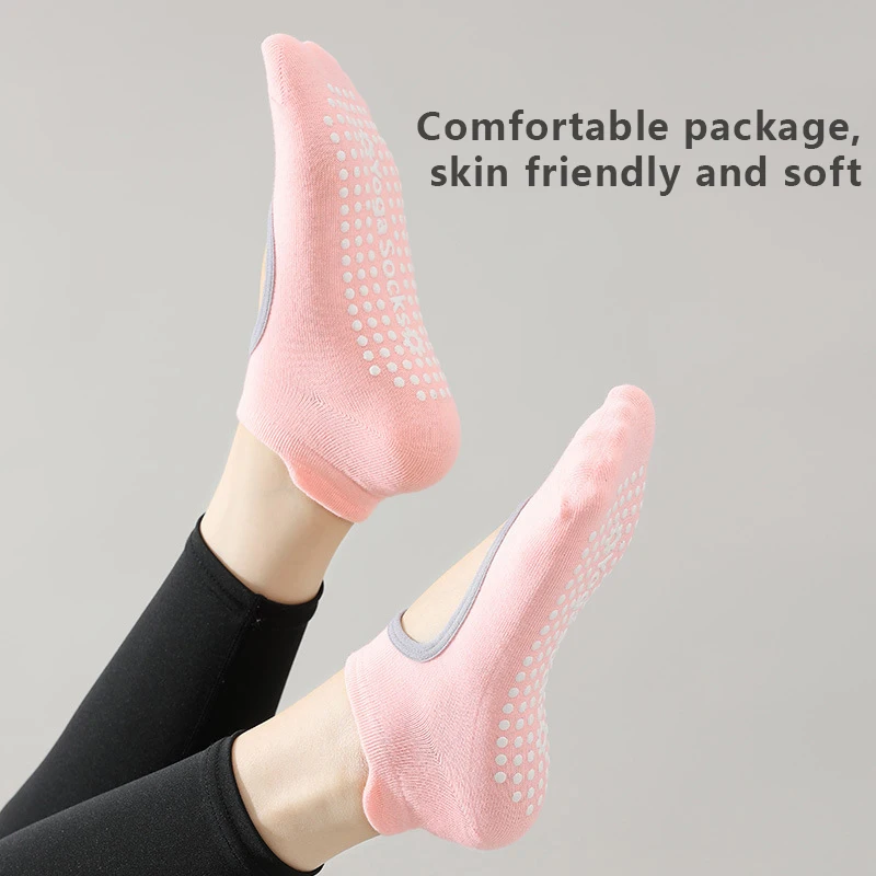 1 Pair Breathable Anti-friction Women Yoga Socks Silicone Non Slip Pilates Barre Breathable Sports Dance Socks Slippers Women