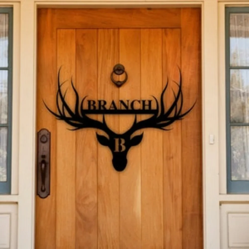 Personalized Deer Name Sign Metal Antler Wall Decor Hunting Present Man Gift Family Hunter Valentines Camp Souvenir Sign