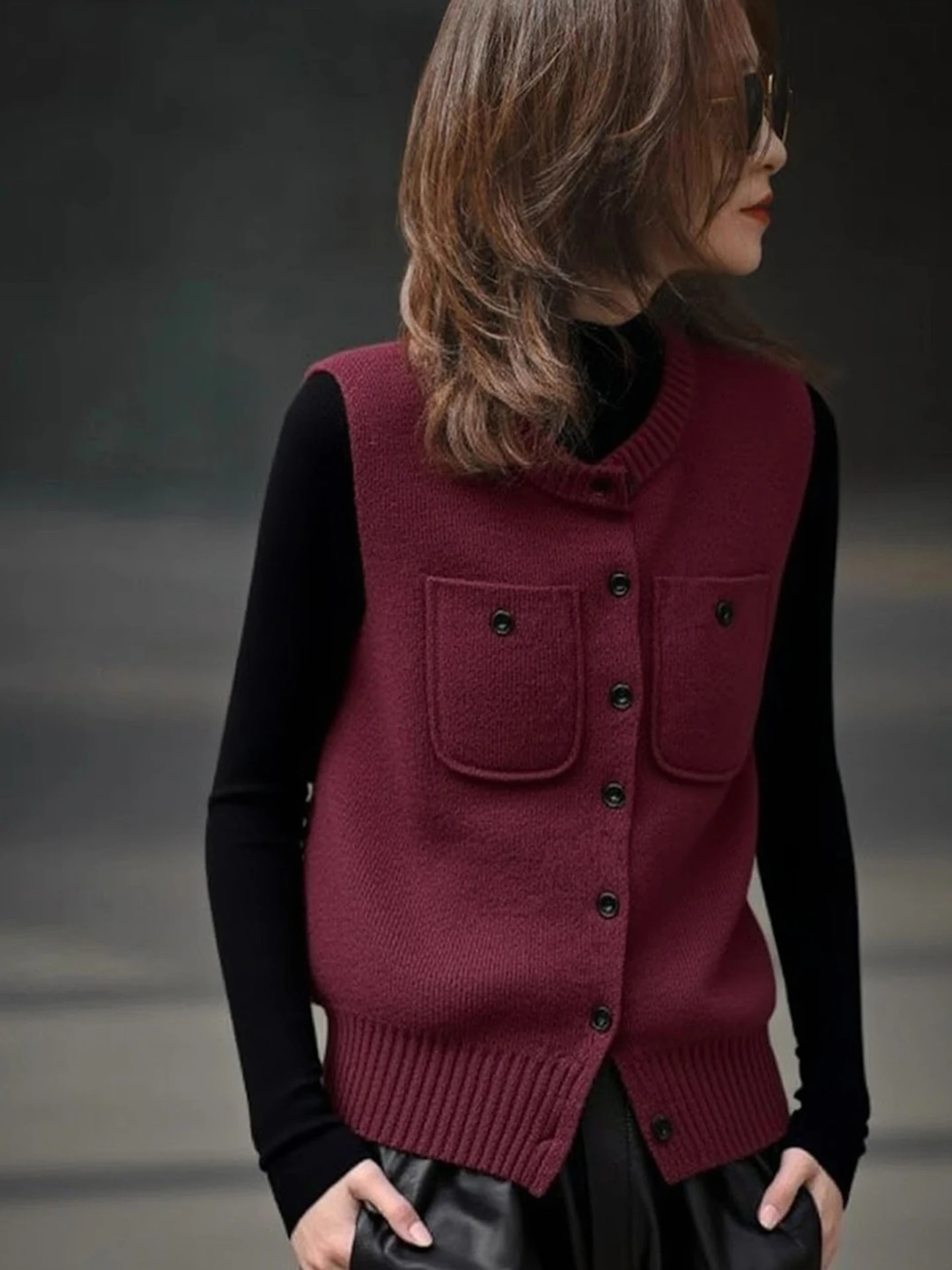 

Простой вязаный кардиган с открытыми плечами, женский жилет для поездок на работу, уменьшение возраста, на одной пуговице, осень 2021, бренд Poetic Lin