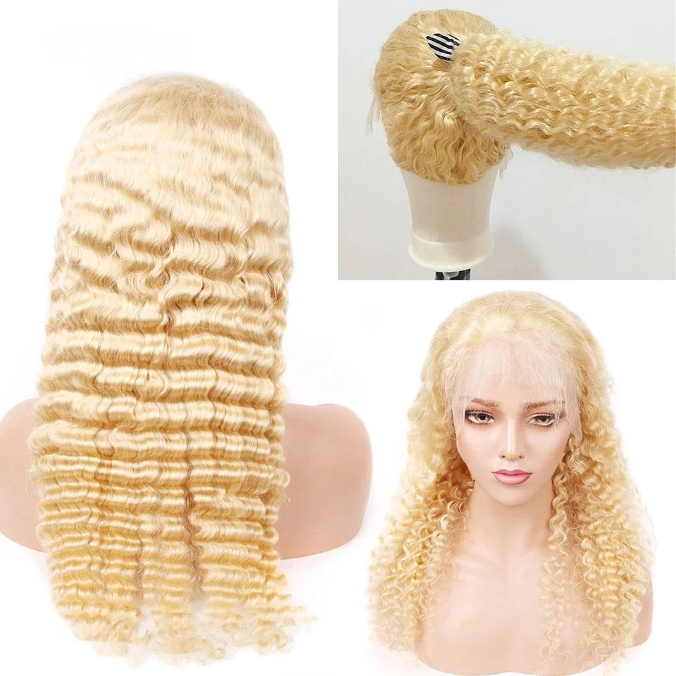 Long Hair Honey Blonde 613 Deep Wave Lace Frontal Wig 100% Human Hair 13x4 Lace Frontal Wig 613 HD Lace Frontal Wig 13x6 32 Inch