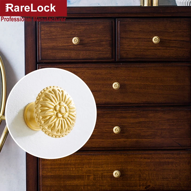 

Pure Copper Flower Cabinet Handles Brass Sunflower Drawer Knobs Wardrobe Door Handle Pull for Home Decor Rarelock MH003 H