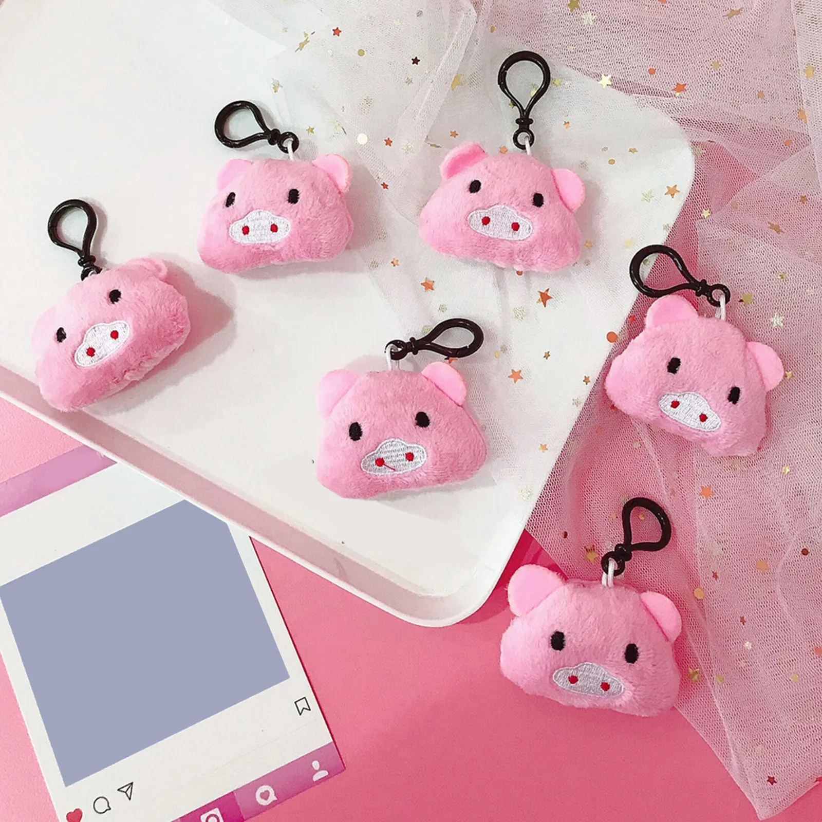 

3Pcs Pink Pig Keychain Creative Cute Bag Pendant Hanging Decoration Gift for Birthday Valentine Keyring
