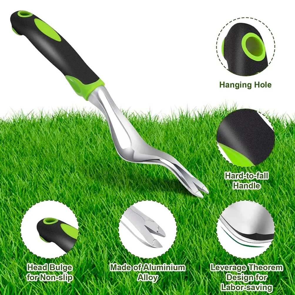 Ferramenta Manual Premium para Remoção de Ervas Daninhas com Cabo Ergonômico para Jardinagem e Transplante em Terras Agrícolas