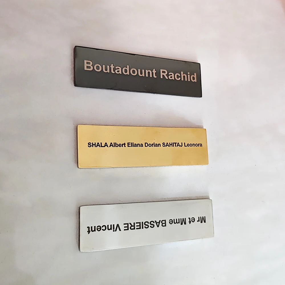 

Custom House Number Carving Badges Mail Box Name Tag Custom Magnet ID Door Metal Personalized Stainless Steel Brooch Pins