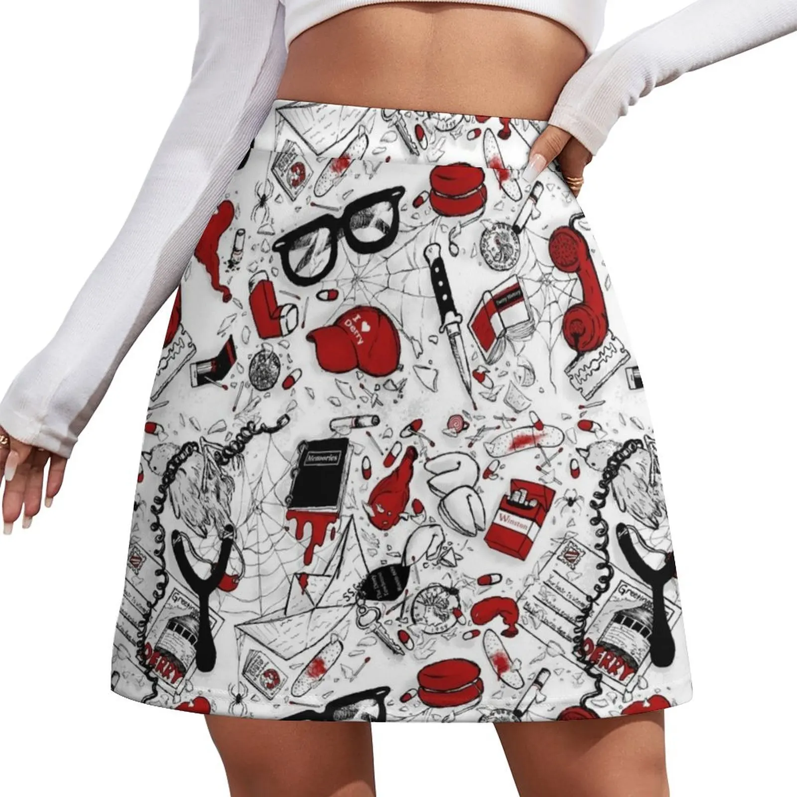 

Loser's Club Repeating Pattern Mini Skirt womens skirts Short skirt woman Mini Skirt