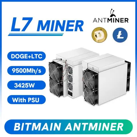 Bitmain Antminer L7-Dogecoin Litcoin ASIC Mining Machines avec PSU, LTC DOGE Miner, 9500m, 8550m, Nouveau