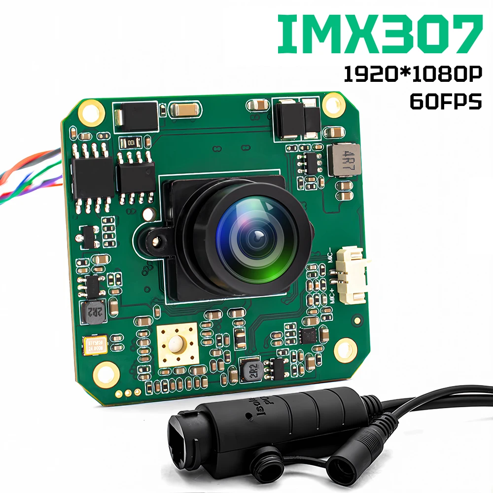 

1080P 60FPS IP Camera Module 1/2.8" SONY IMX307 CMOS With No Distortion Lens Support RTSP Onvif H.265 POE Security Webcam Board