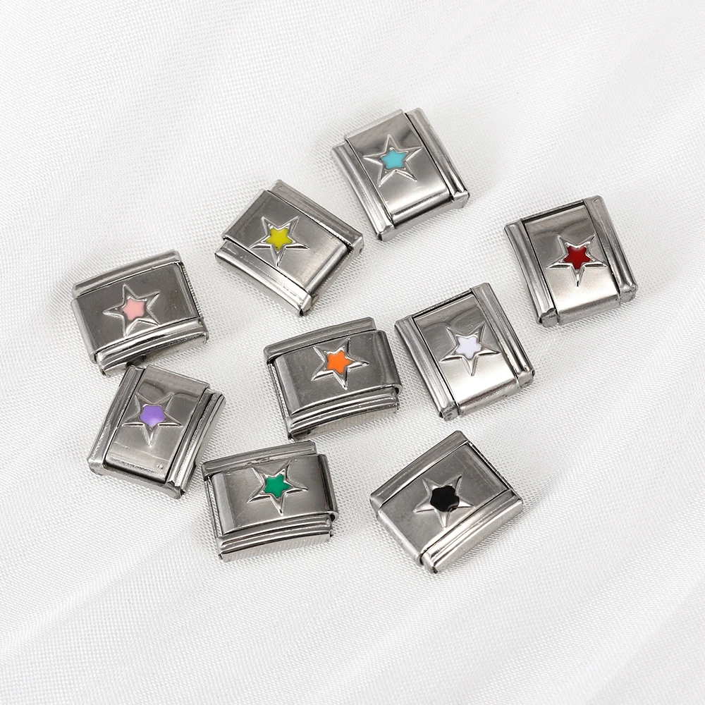 

Single pack about 9 * 10mm stainless steel square five-pointed star model module handmade DIY bracelet accessories wholesale