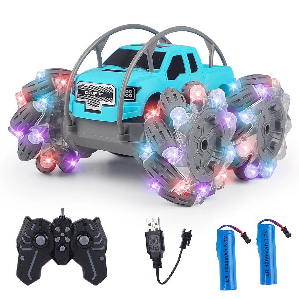 RC Car 2.4G Remote Control Drift Stunt Twisting Car With Cool Light 360° Rotation 4WD RC Climbing Off-road Vehicle Toys Gift