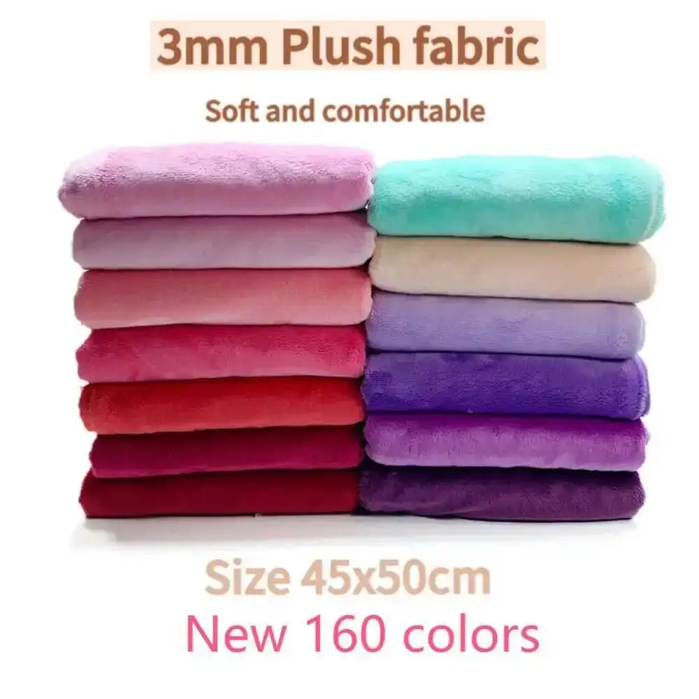 Sewbato-tela Minky de 3mm, 100% poliéster, 43 colores disponibles, tela ecológica de 45x50cm, forro de disfraz de muñeco de peluche, tela de felpa