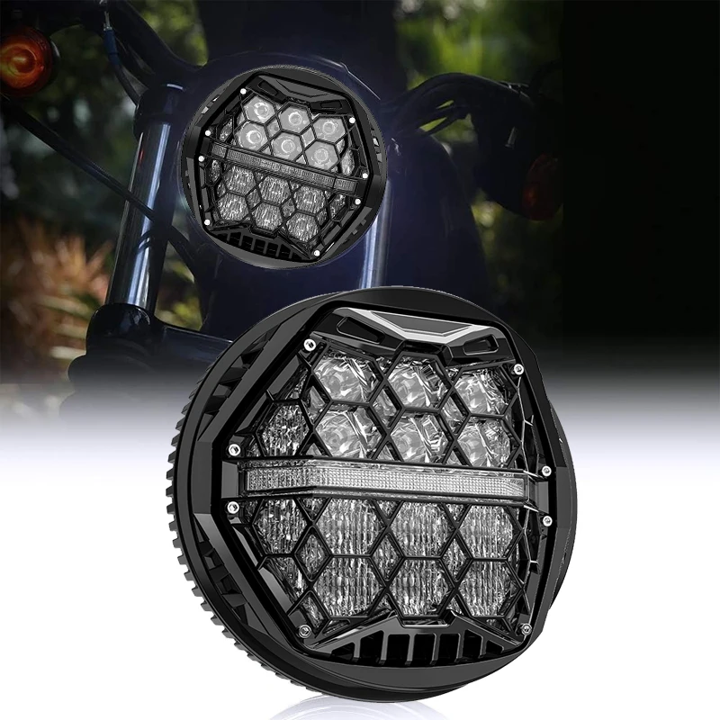 

5-3/4 5,75-дюймовая круглая светодиодная фара белого/янтарного цвета DRL12V для Yamaha Honda для Harley Sportster Roadster Glide Dyna