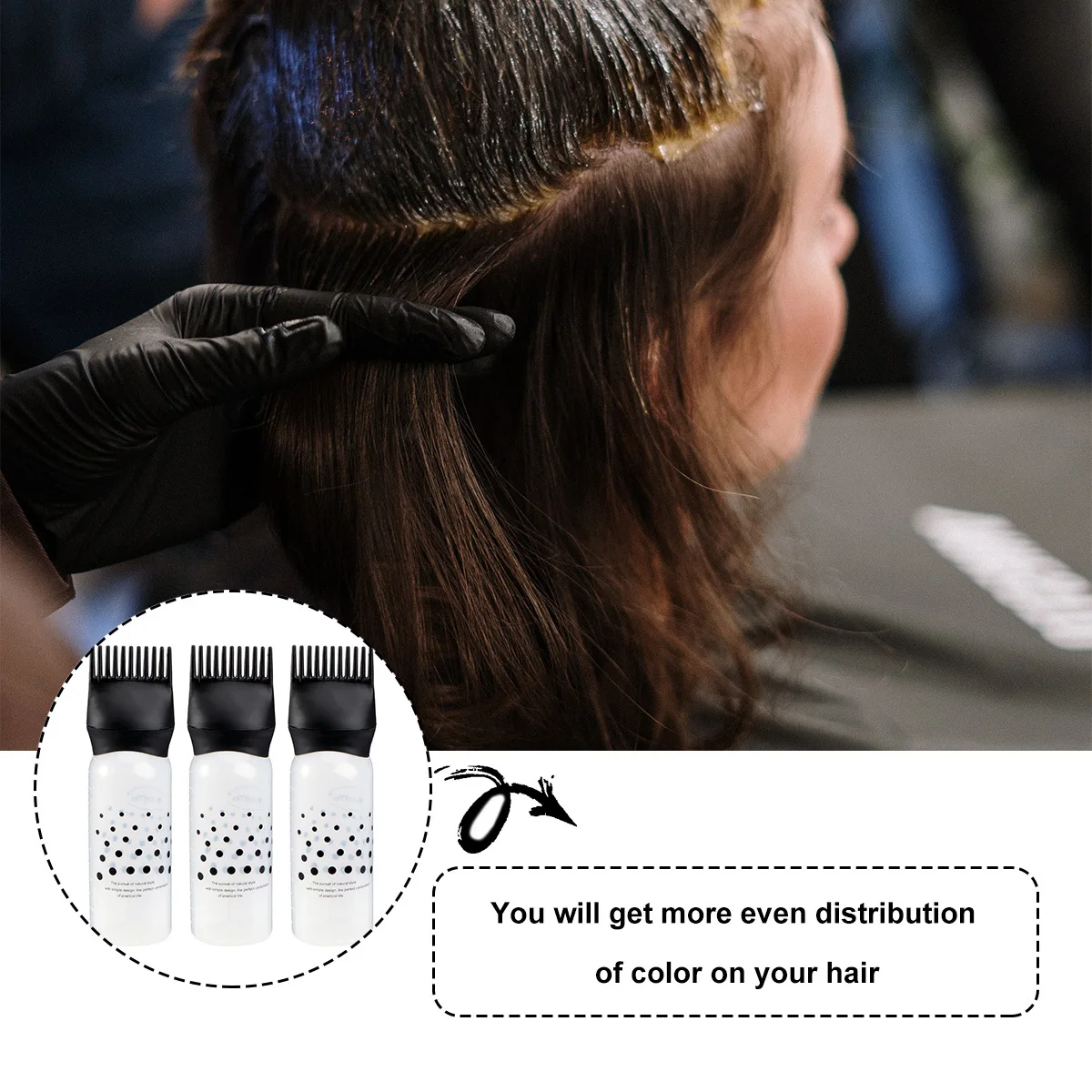 

3pcs Dry Cleaning Bottle Hair Dye Applicator With Scale Lightweight Plastic For Home Salon Use Hair Coloring Bottle Shampoo
