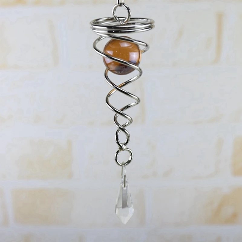 في الهواء الطلق حديقة الحرفية الرياح الدقات Yinyang مع كريستال الكرة قلادة تاي المعادن داخلي ديكور المنزل معلقة سبينر دوامة