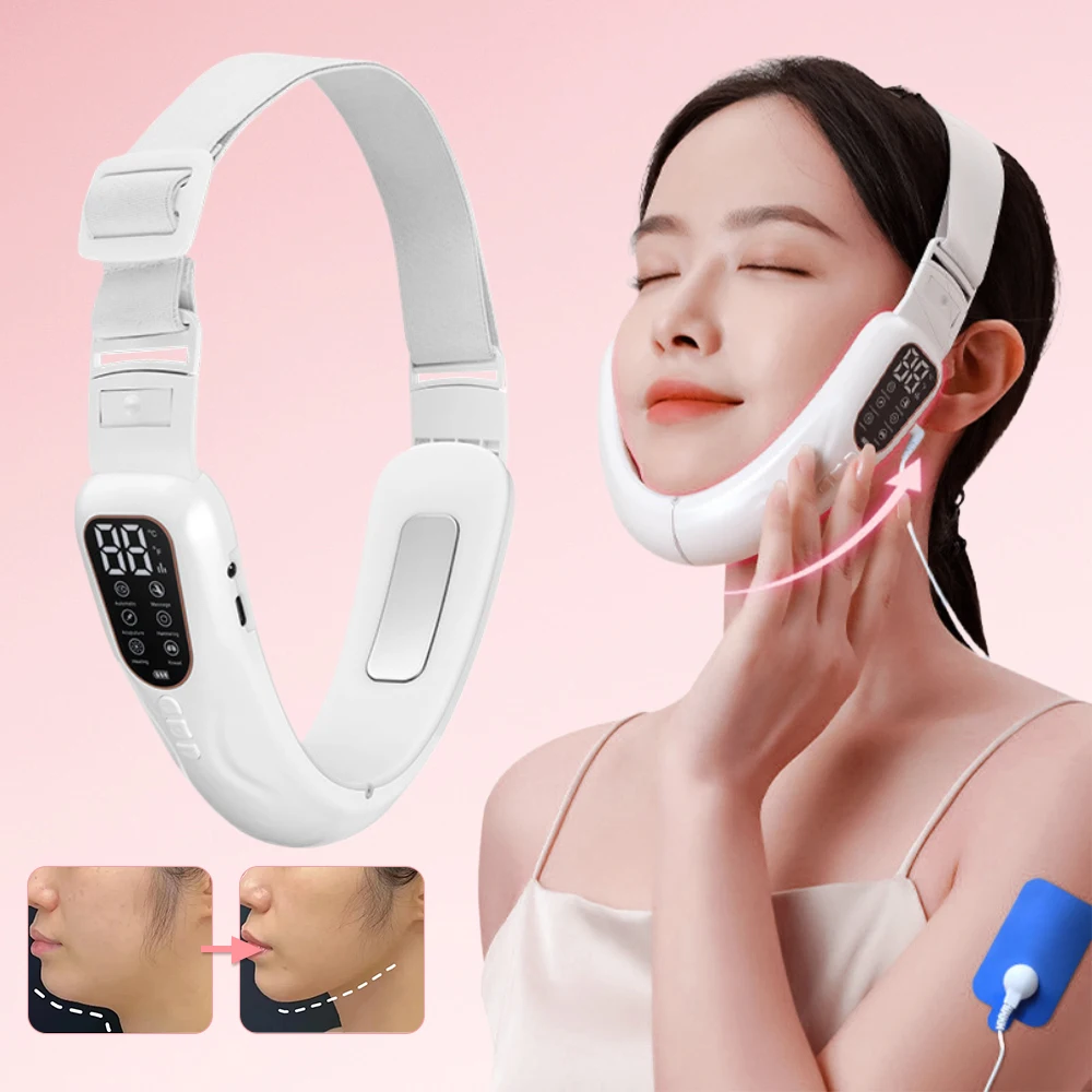 

LED Photon Therapy Facial Slimming Vibration Massager Facial Lifting Device Facial Heated Double Chin V Face Vibration Massager
