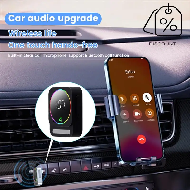ABMF-Bluetooth 5.3 Adattatore per auto AUX Ricevitore audio Bluetooth Cancellazione Adattatore musicale per auto Microfoni incorporati Vivavoce