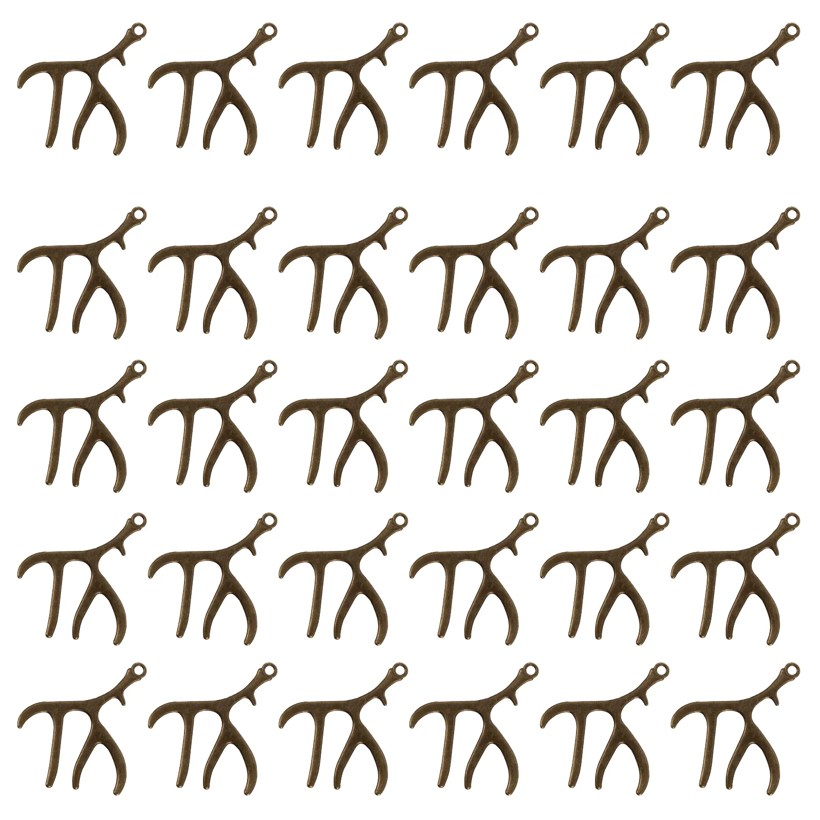 30 Pcs Antler Pendant Bracelet Jewelry Charms Making Pendants Alloy Supplies Vivid