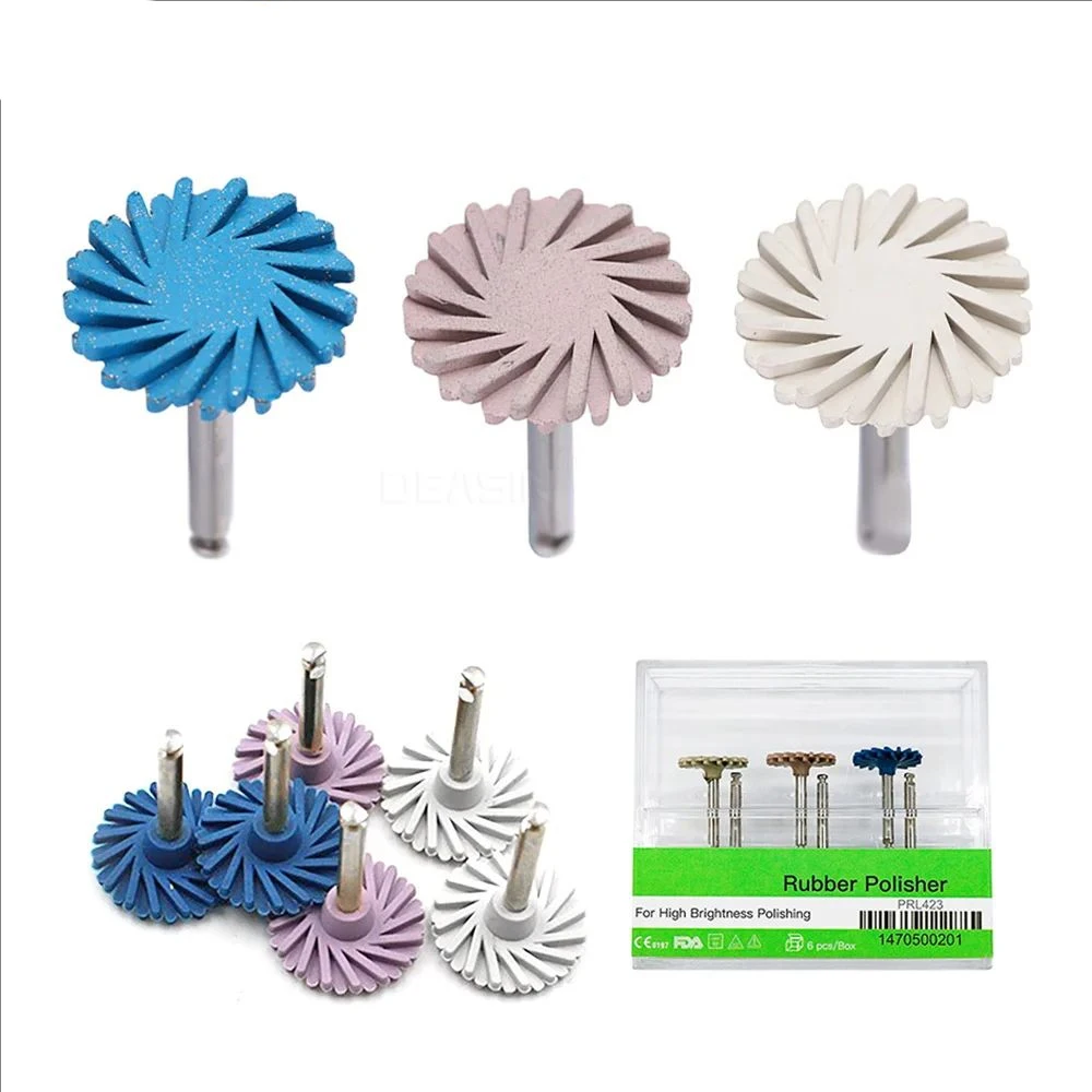 6pcs/Set Dental Rubber Polisher Composite Resin Polishing Diamond System RA Disc Kit 14mm Wheel Spiral Flex Burs Dentistry Tools