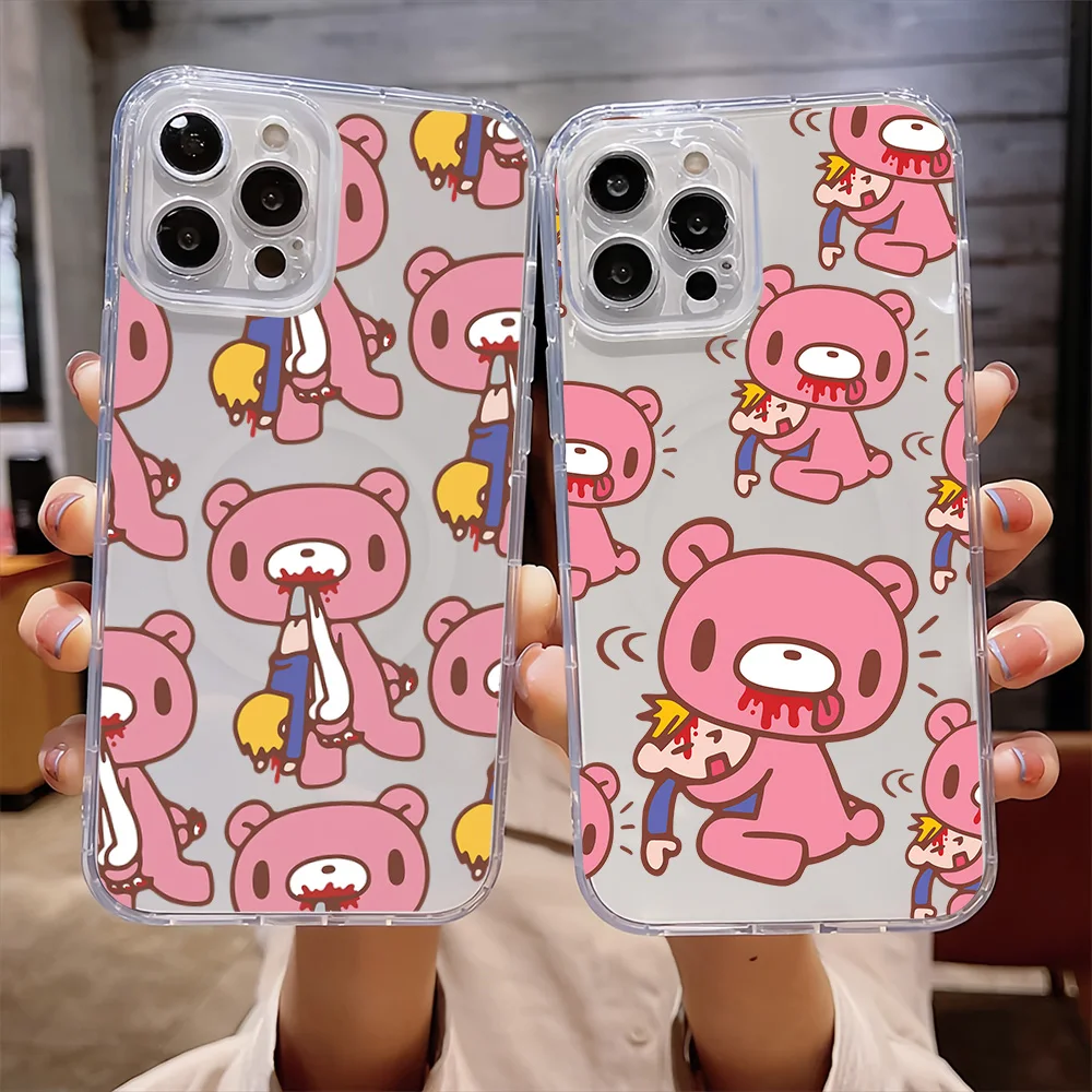 Fashion Cartoon Bear Cool For IPhone 16 15 14 13 12 11 Pro Max Plus Transparent Magnetic Suction G-Gloomy-S Phone Case