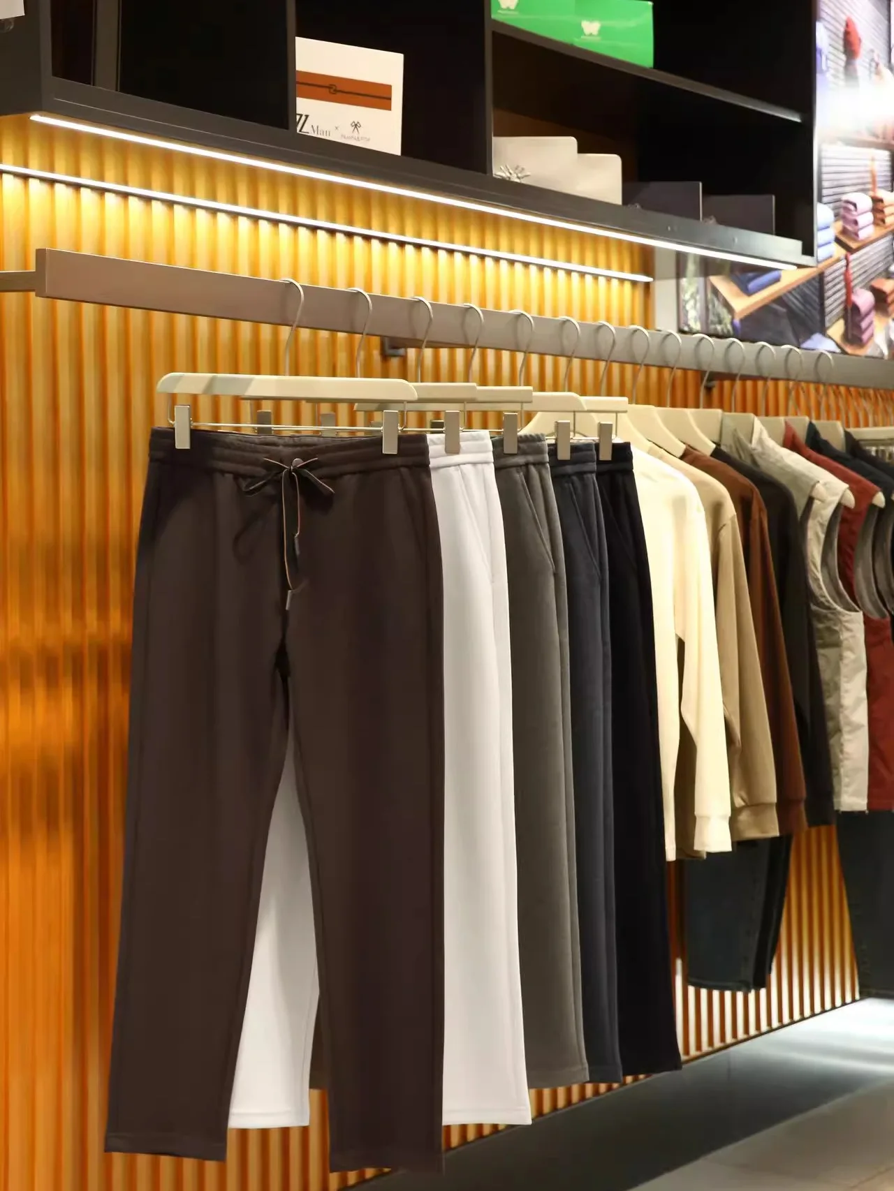 

Italian Luxury Autumn Winter Wool Blend Warm Simple Lightweight Men's Casual Pants Versatile Commuting Casual Trousers