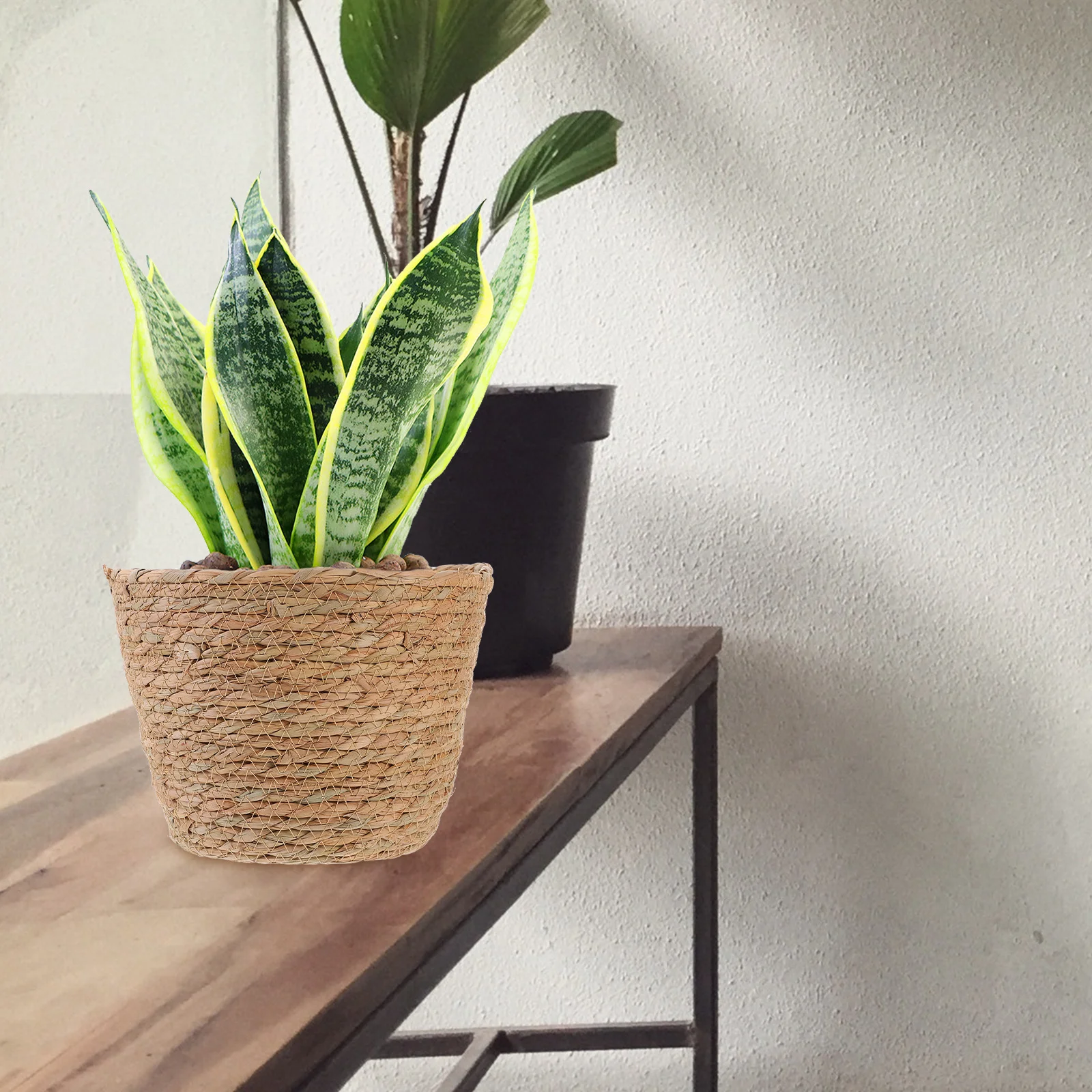 

1pc Woven Storage Basket Natural Straw Multi-Functional Organizer For Home Kitchen Bathroom Decorative Sundries Box