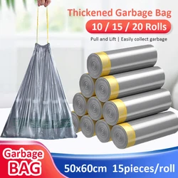 5/10/15/20 rolls Drawstring Trash Bags for Kitchen Trash Can Thicken Large Capacity Garbage Bag Plastic Home Dustbin Storage Bag