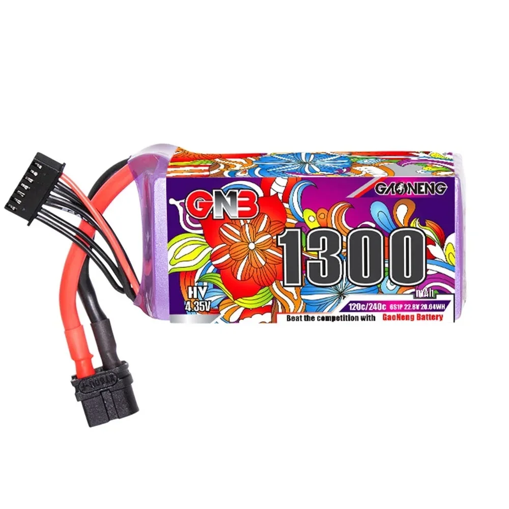 GAONENG GNB 6S 22.8V 1300mAh HV 120C LiPo Battery XT60 Plug for GEPRC MARK5 Nazgul5 Evoque F5D F5 F6 FPV Racing Drone