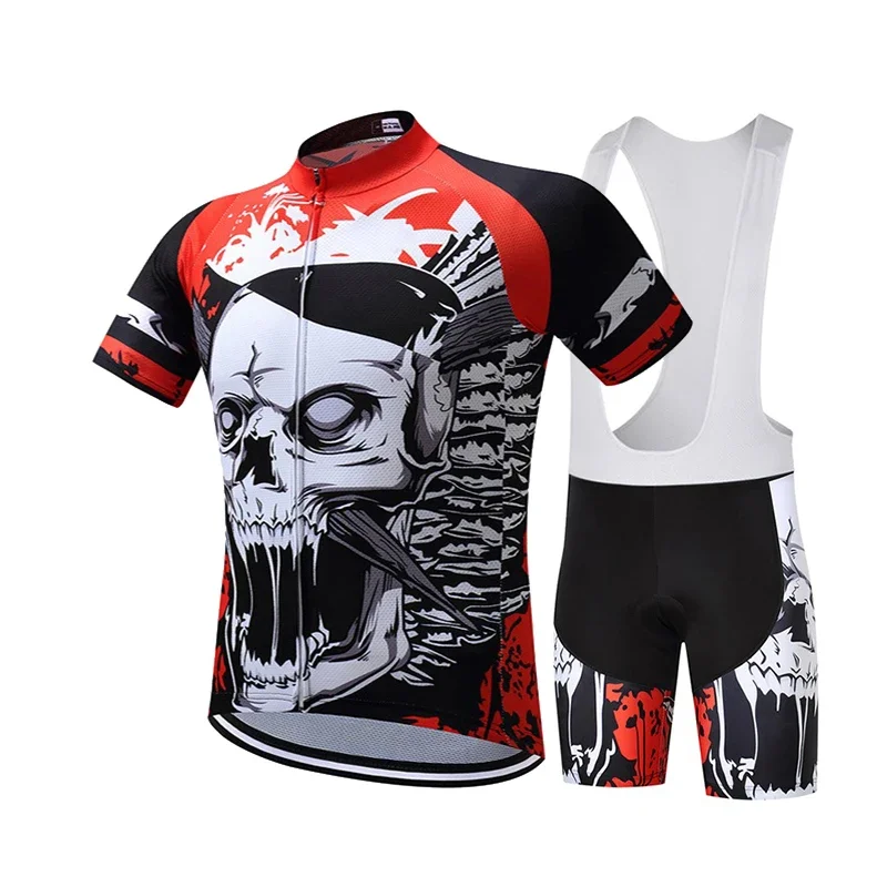 2022 Skull Pattern Cycling Jersey Male Summer MTB Race Cycling Clothing Short Sleeve Ropa Ciclismo Outdoor Riding Bike Uniform