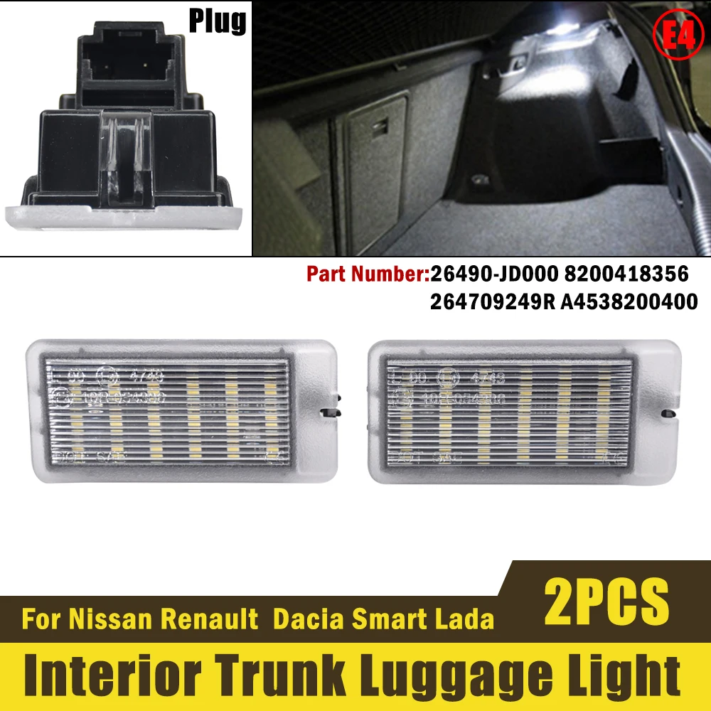 2X For Renault Dacia Duster I II Sandero Logan Lodgy For Smart C453 W453 Lada Vesta Xray For Nissan LED Trunk Luggage Boot Light