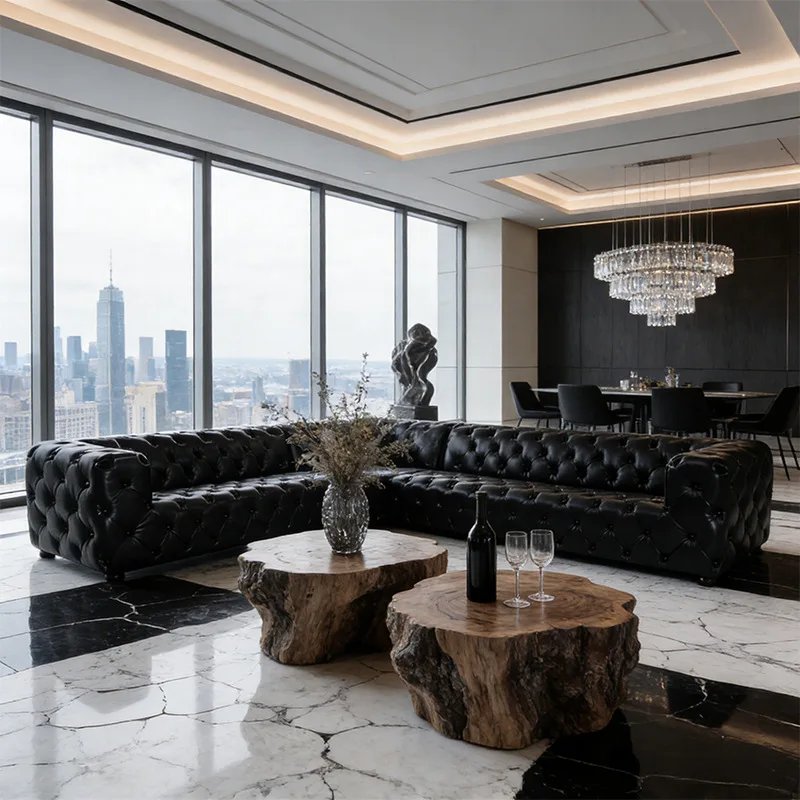 L-shaped leather sofa combination furniture corner modern living room sofa