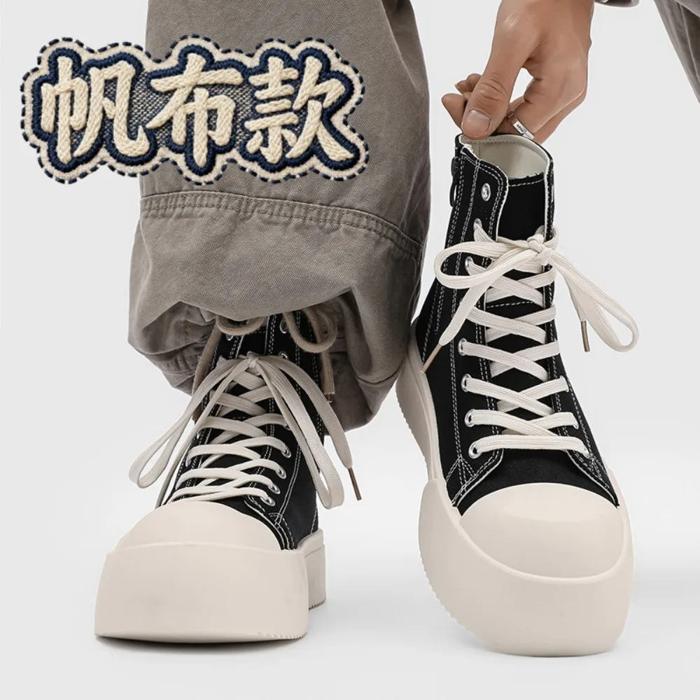 

GPBD2026 Новые модные кроссовки на толстой подошве со шнуровкой, с круглым носком, разноцветные, из канваса, для студентов, высокие, с эффектом похудения