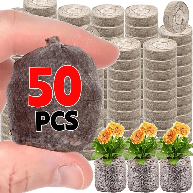 50/10 Uds. Pellets de inicio de plantas bloque de suelo absorbente transpirable bloques de siembra rápida no tejidos tapones de cultivo de plantación suministro de jardín