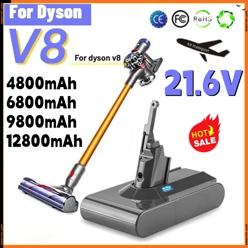 🏗️ Rechargeable Batteries for Dyson Vacuum Cleaner, Absolute V8 Animal, Li-ion, SV10, 4800mAh/6800mAh/9800mAh/12800mAh, 21.6V