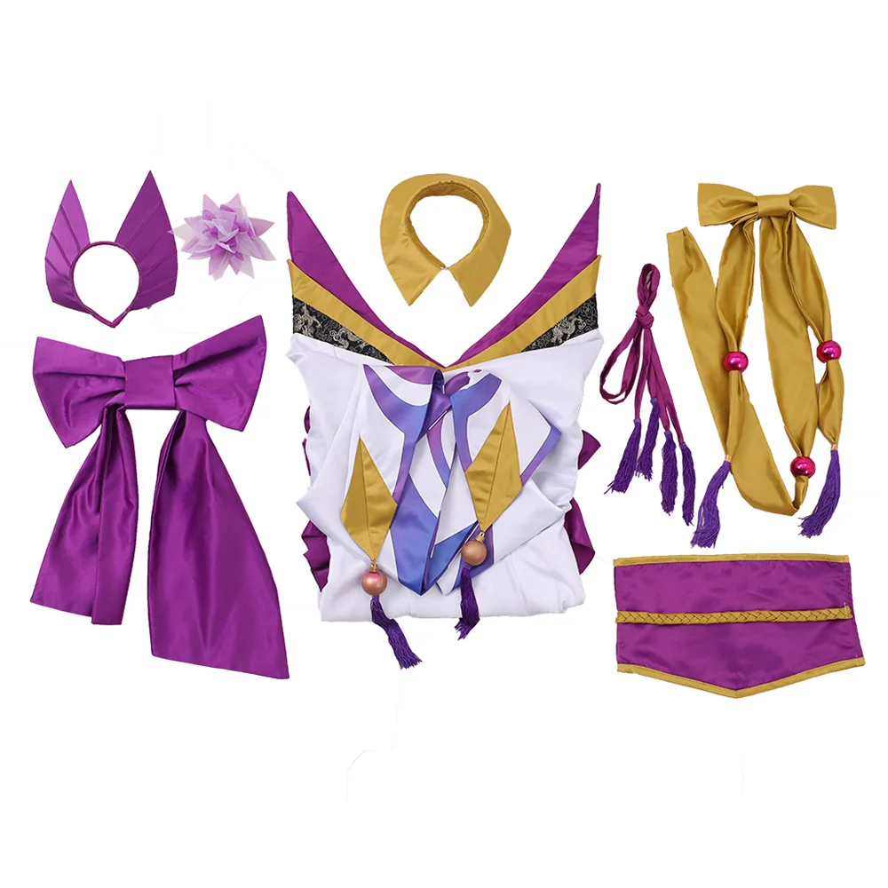 Game LOL Spirit Blossom Cassiopeia Du Couteau Cosplay Costume  Purple  Snake Dress Halloween Party Outfit