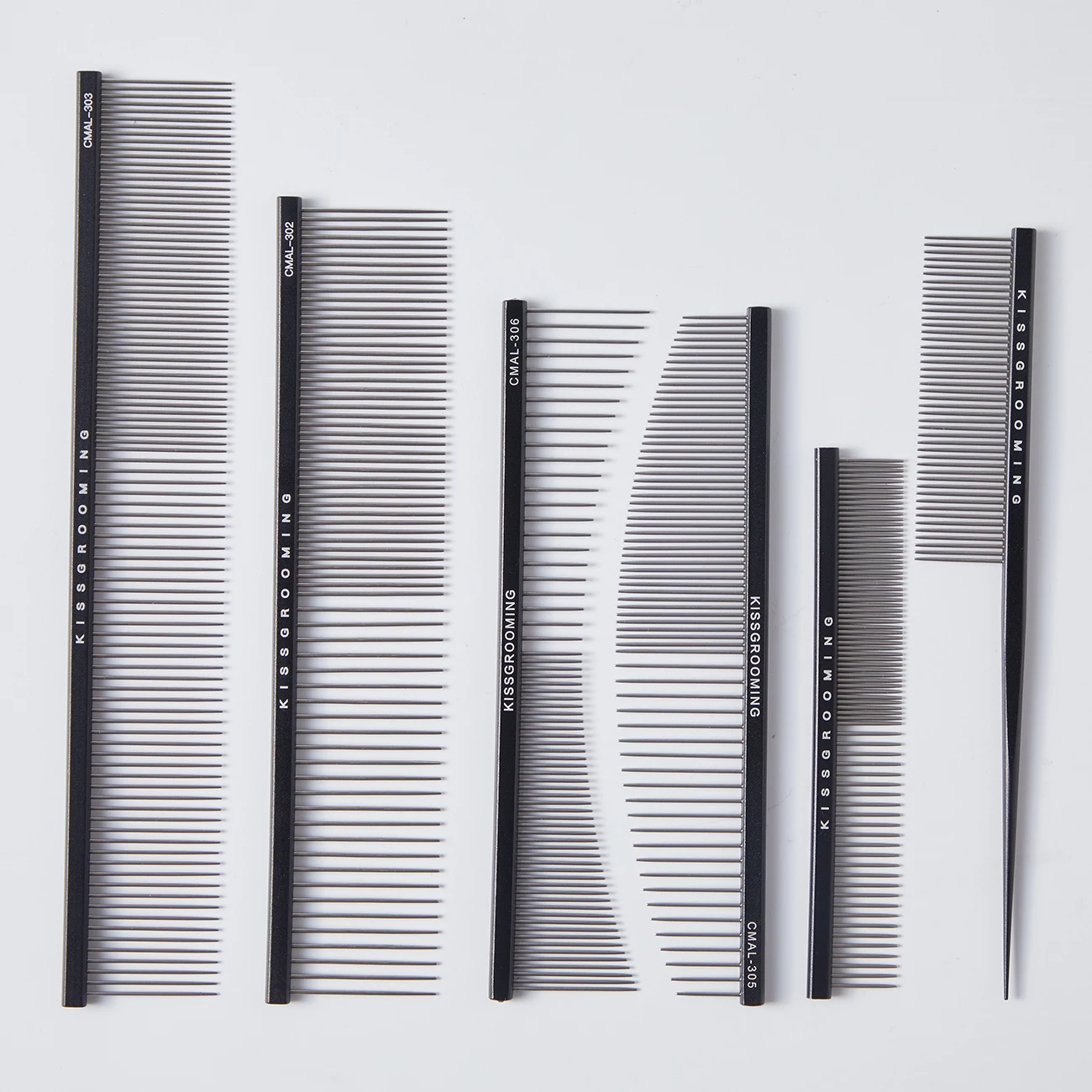 Light Weighted Pet Detangling Comb in Aluminium Alloy Handle Fine/Coarse Pet Comb