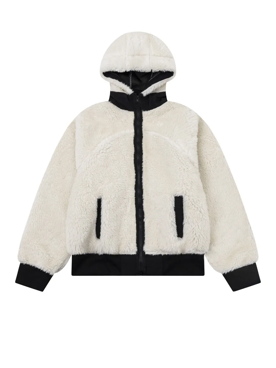 

Lamb wool jacket hooded short loose fit hem elastic design warm and cozy 2023 winter new 1209