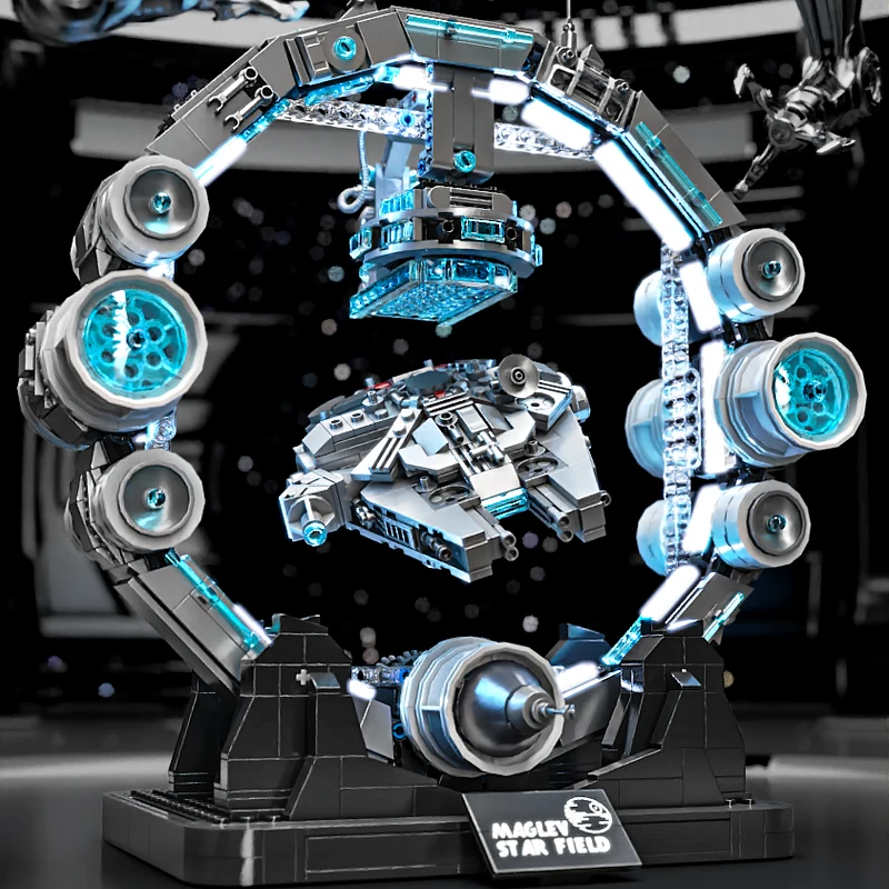 مجموعة مكعبات بناء سفينة الفضاء المغناطيسية 1200 قطعة، مجموعة نماذج UFO مع ضوء، ألعاب جذعية للأطفال والكبار، هدية للأولاد والبنات